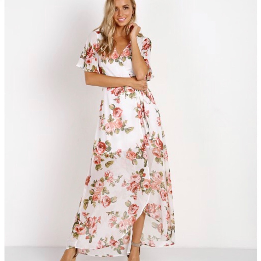 Show Me Your MuMu Floral Maxi Dress - White and Pink